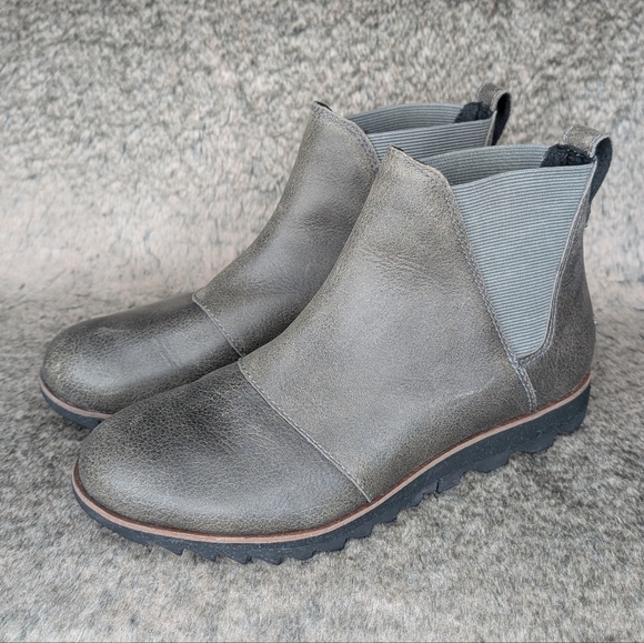 Sorel Harlow Chelsea Rain Boot Waterproof Leather Grey Women's 7.5 - Picture 6 of 13